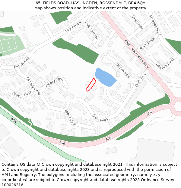 65, FIELDS ROAD, HASLINGDEN, ROSSENDALE, BB4 6QA: Location map and indicative extent of plot