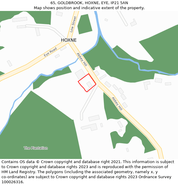65, GOLDBROOK, HOXNE, EYE, IP21 5AN: Location map and indicative extent of plot