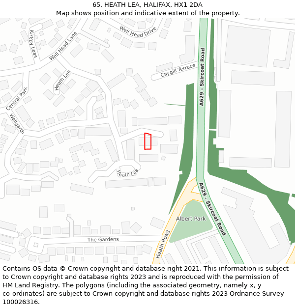 65, HEATH LEA, HALIFAX, HX1 2DA: Location map and indicative extent of plot