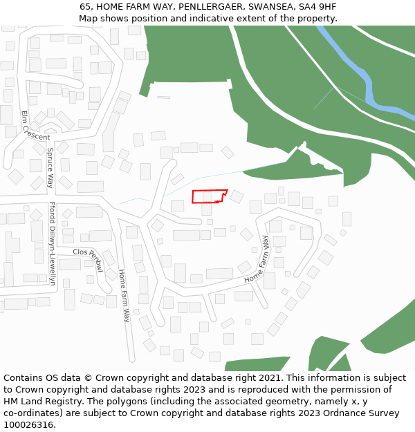 65, HOME FARM WAY, PENLLERGAER, SWANSEA, SA4 9HF: Location map and indicative extent of plot