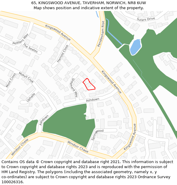65, KINGSWOOD AVENUE, TAVERHAM, NORWICH, NR8 6UW: Location map and indicative extent of plot