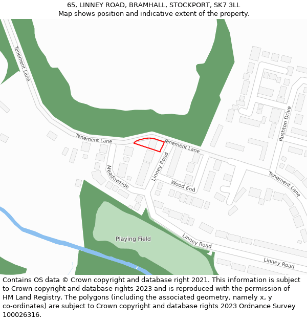 65, LINNEY ROAD, BRAMHALL, STOCKPORT, SK7 3LL: Location map and indicative extent of plot