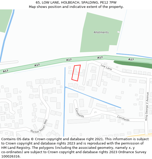 65, LOW LANE, HOLBEACH, SPALDING, PE12 7PW: Location map and indicative extent of plot