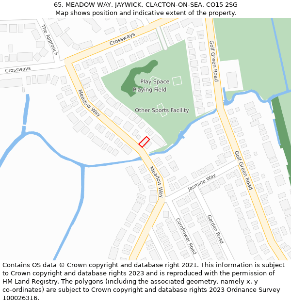 65, MEADOW WAY, JAYWICK, CLACTON-ON-SEA, CO15 2SG: Location map and indicative extent of plot