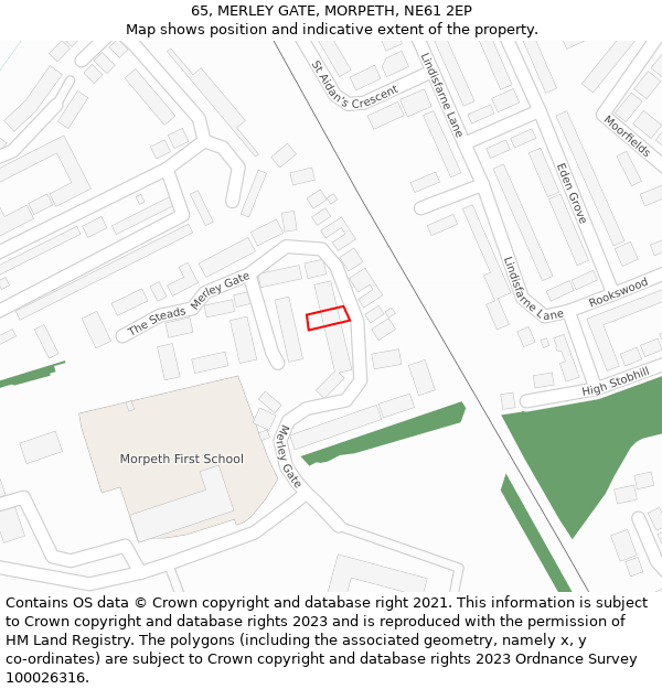 65, MERLEY GATE, MORPETH, NE61 2EP: Location map and indicative extent of plot