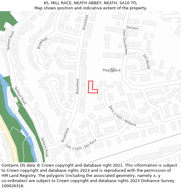 65, MILL RACE, NEATH ABBEY, NEATH, SA10 7FL: Location map and indicative extent of plot