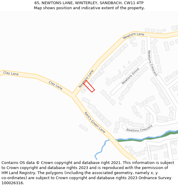 65, NEWTONS LANE, WINTERLEY, SANDBACH, CW11 4TP: Location map and indicative extent of plot