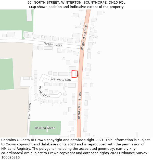 65, NORTH STREET, WINTERTON, SCUNTHORPE, DN15 9QL: Location map and indicative extent of plot