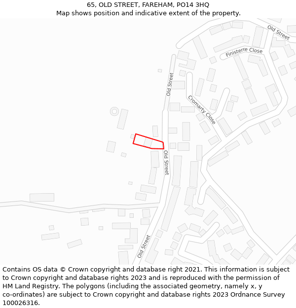 65, OLD STREET, FAREHAM, PO14 3HQ: Location map and indicative extent of plot