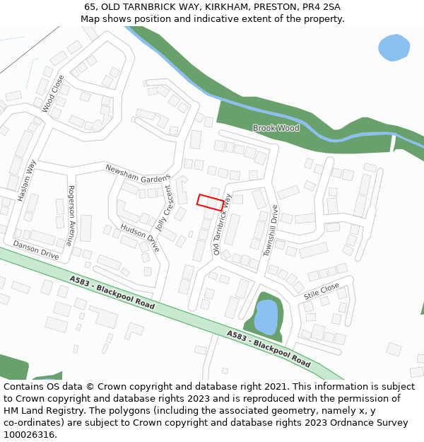 65, OLD TARNBRICK WAY, KIRKHAM, PRESTON, PR4 2SA: Location map and indicative extent of plot