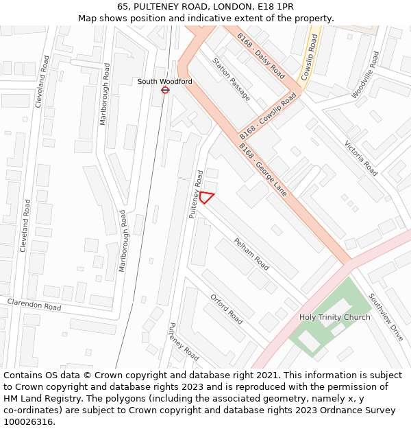 65, PULTENEY ROAD, LONDON, E18 1PR: Location map and indicative extent of plot