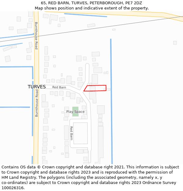 65, RED BARN, TURVES, PETERBOROUGH, PE7 2DZ: Location map and indicative extent of plot