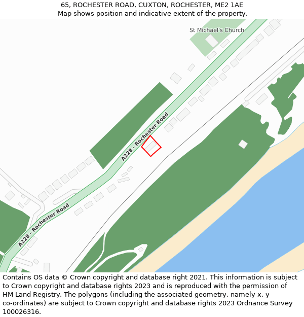 65, ROCHESTER ROAD, CUXTON, ROCHESTER, ME2 1AE: Location map and indicative extent of plot