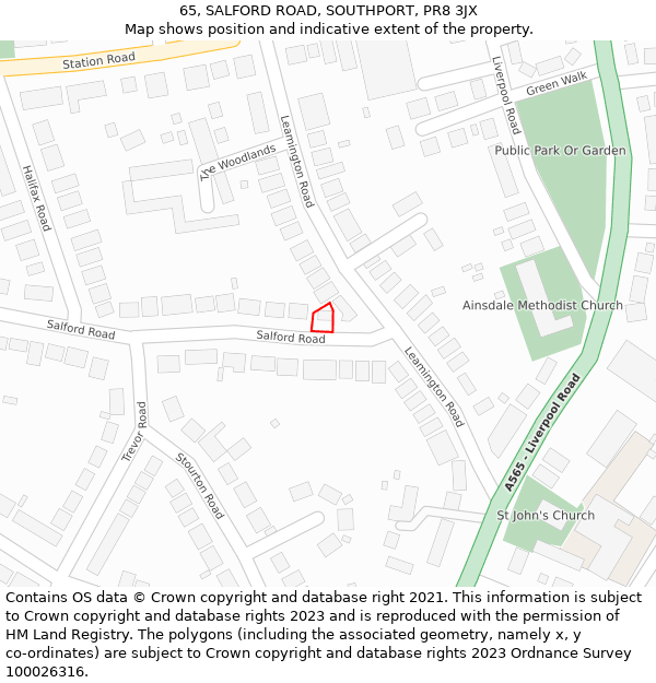 65, SALFORD ROAD, SOUTHPORT, PR8 3JX: Location map and indicative extent of plot