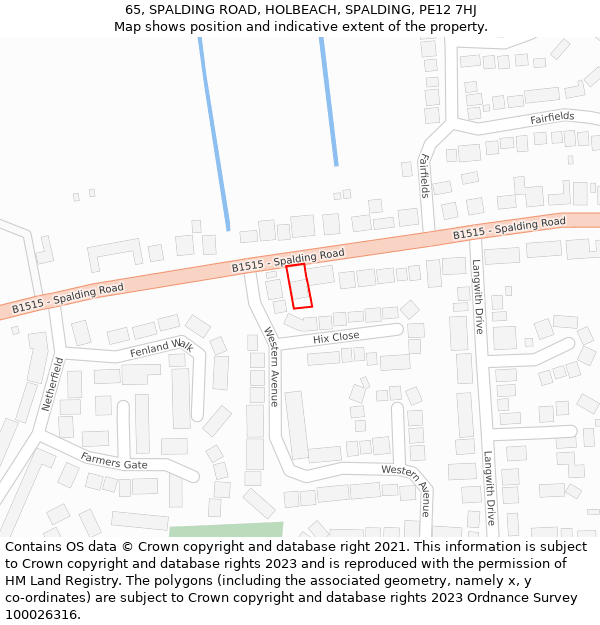 65, SPALDING ROAD, HOLBEACH, SPALDING, PE12 7HJ: Location map and indicative extent of plot