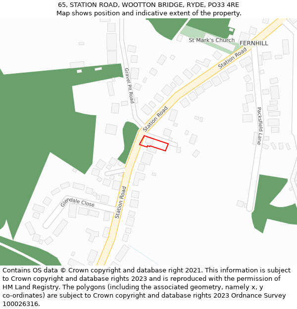 65, STATION ROAD, WOOTTON BRIDGE, RYDE, PO33 4RE: Location map and indicative extent of plot