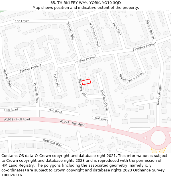 65, THIRKLEBY WAY, YORK, YO10 3QD: Location map and indicative extent of plot