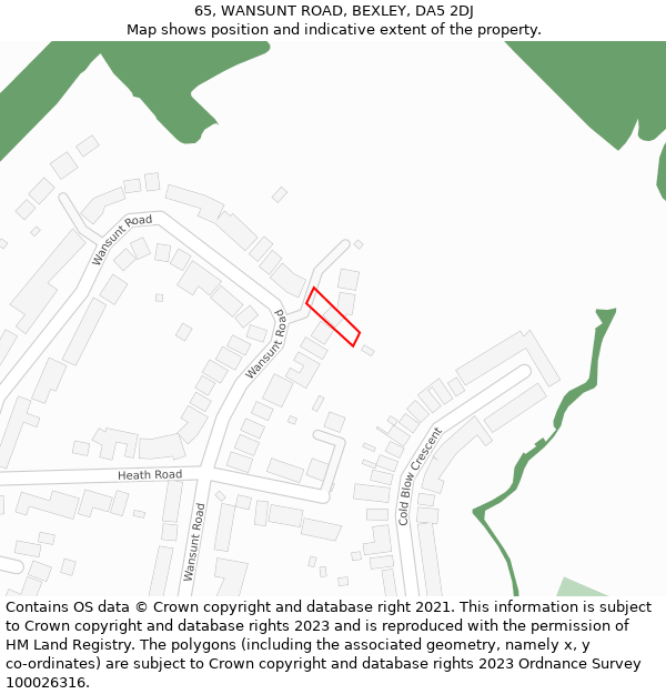 65, WANSUNT ROAD, BEXLEY, DA5 2DJ: Location map and indicative extent of plot