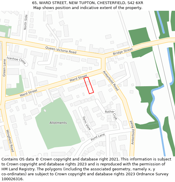 65, WARD STREET, NEW TUPTON, CHESTERFIELD, S42 6XR: Location map and indicative extent of plot