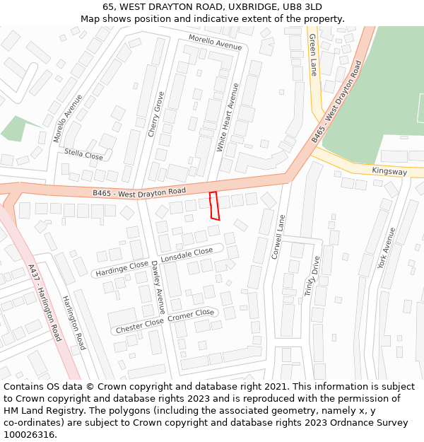 65, WEST DRAYTON ROAD, UXBRIDGE, UB8 3LD: Location map and indicative extent of plot