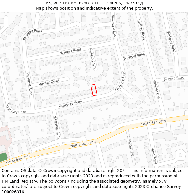 65, WESTBURY ROAD, CLEETHORPES, DN35 0QJ: Location map and indicative extent of plot