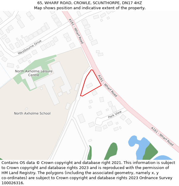 65, WHARF ROAD, CROWLE, SCUNTHORPE, DN17 4HZ: Location map and indicative extent of plot