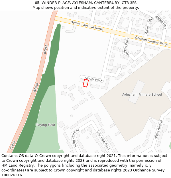 65, WINDER PLACE, AYLESHAM, CANTERBURY, CT3 3FS: Location map and indicative extent of plot