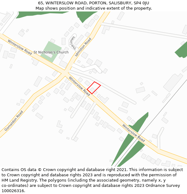 65, WINTERSLOW ROAD, PORTON, SALISBURY, SP4 0JU: Location map and indicative extent of plot