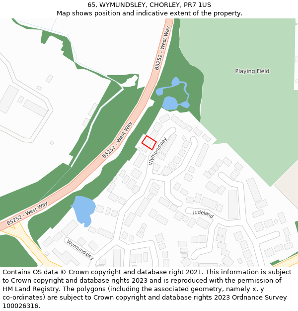 65, WYMUNDSLEY, CHORLEY, PR7 1US: Location map and indicative extent of plot