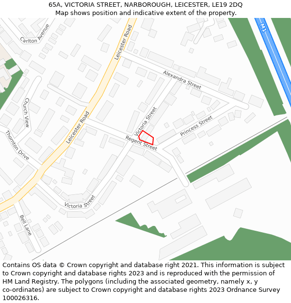 65A, VICTORIA STREET, NARBOROUGH, LEICESTER, LE19 2DQ: Location map and indicative extent of plot