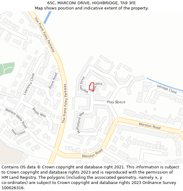 65C, MARCONI DRIVE, HIGHBRIDGE, TA9 3FE: Location map and indicative extent of plot