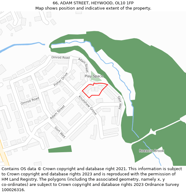 66, ADAM STREET, HEYWOOD, OL10 1FP: Location map and indicative extent of plot