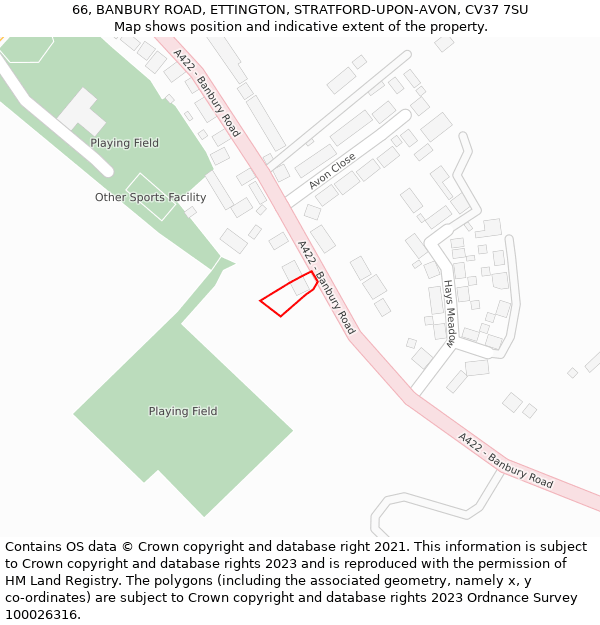 66, BANBURY ROAD, ETTINGTON, STRATFORD-UPON-AVON, CV37 7SU: Location map and indicative extent of plot