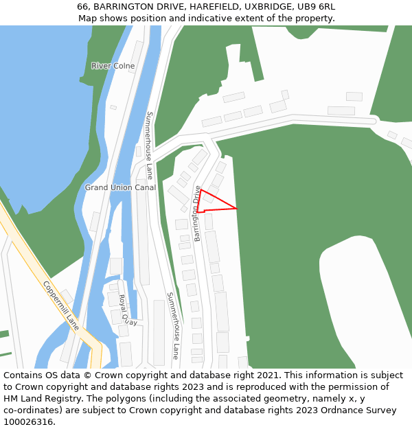 66, BARRINGTON DRIVE, HAREFIELD, UXBRIDGE, UB9 6RL: Location map and indicative extent of plot