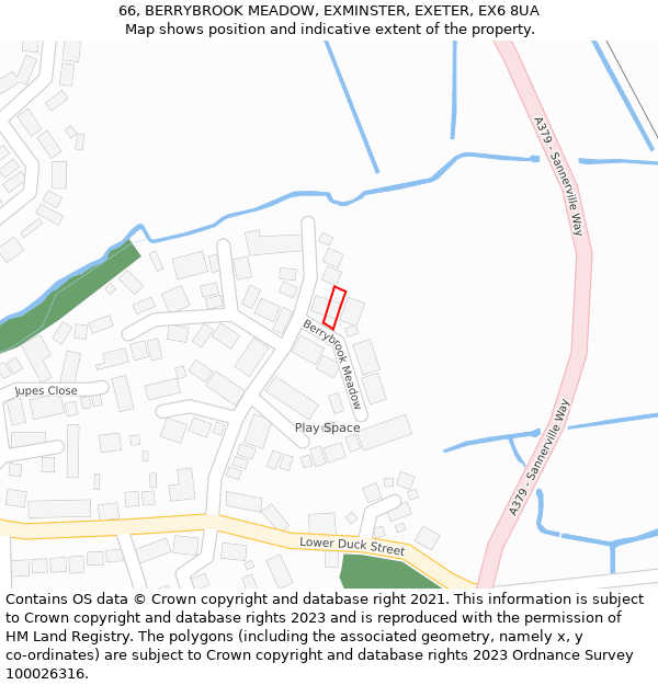 66, BERRYBROOK MEADOW, EXMINSTER, EXETER, EX6 8UA: Location map and indicative extent of plot