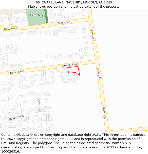 66, CHAPEL LANE, NAVENBY, LINCOLN, LN5 0ER: Location map and indicative extent of plot