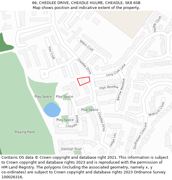 66, CHEDLEE DRIVE, CHEADLE HULME, CHEADLE, SK8 6SB: Location map and indicative extent of plot