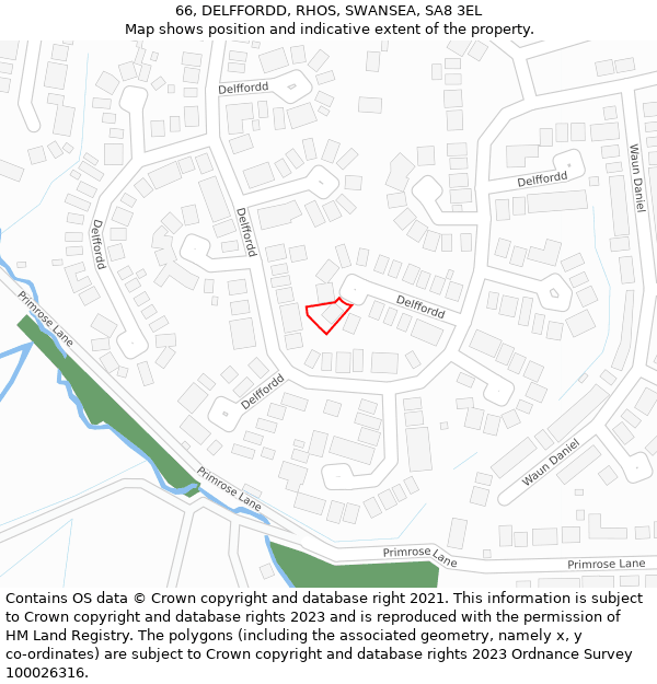66, DELFFORDD, RHOS, SWANSEA, SA8 3EL: Location map and indicative extent of plot