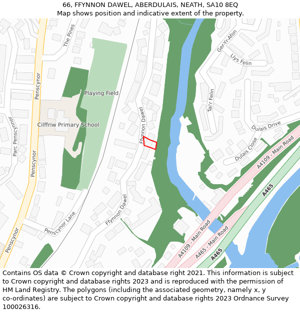 66, FFYNNON DAWEL, ABERDULAIS, NEATH, SA10 8EQ: Location map and indicative extent of plot