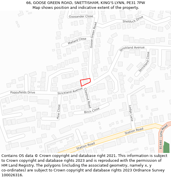 66, GOOSE GREEN ROAD, SNETTISHAM, KING'S LYNN, PE31 7PW: Location map and indicative extent of plot