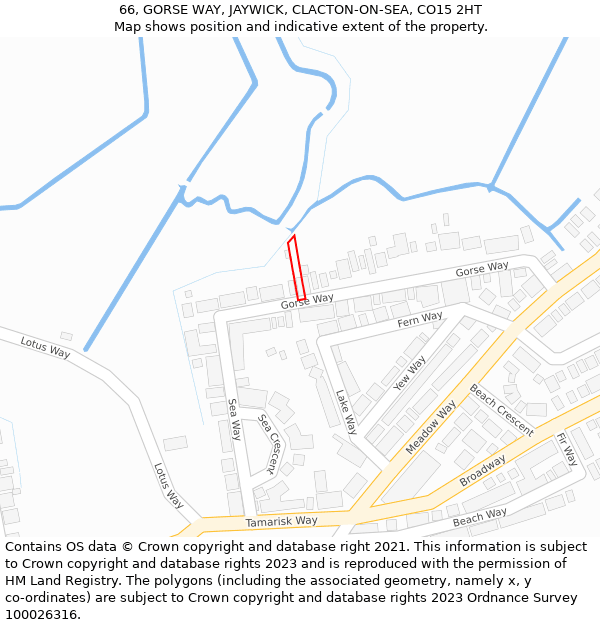 66, GORSE WAY, JAYWICK, CLACTON-ON-SEA, CO15 2HT: Location map and indicative extent of plot