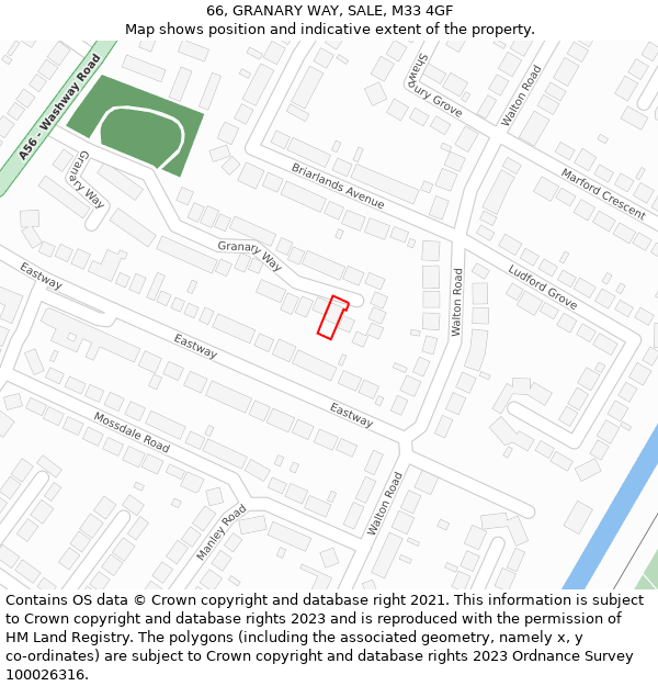 66, GRANARY WAY, SALE, M33 4GF: Location map and indicative extent of plot