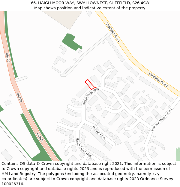 66, HAIGH MOOR WAY, SWALLOWNEST, SHEFFIELD, S26 4SW: Location map and indicative extent of plot