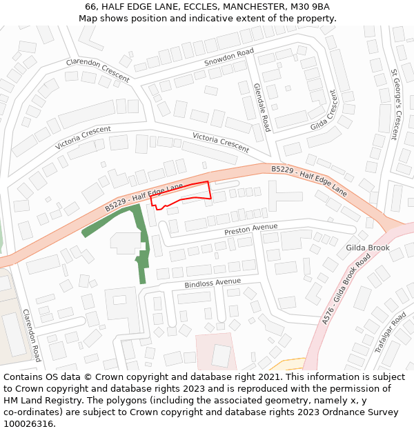 66, HALF EDGE LANE, ECCLES, MANCHESTER, M30 9BA: Location map and indicative extent of plot