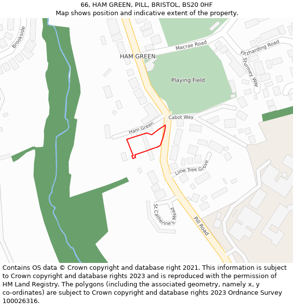 66, HAM GREEN, PILL, BRISTOL, BS20 0HF: Location map and indicative extent of plot