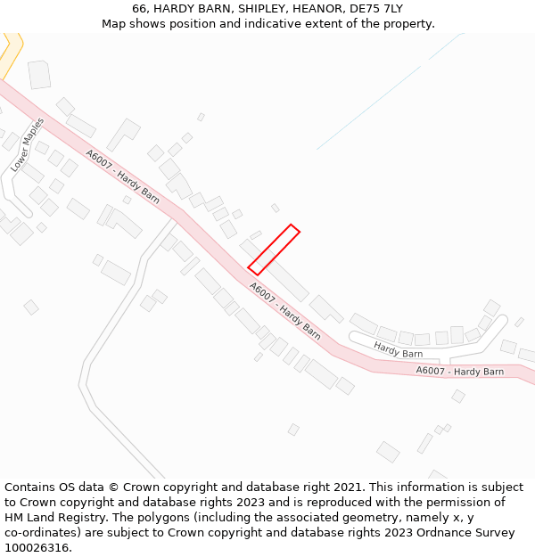 66, HARDY BARN, SHIPLEY, HEANOR, DE75 7LY: Location map and indicative extent of plot