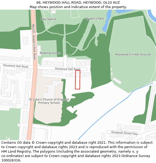66, HEYWOOD HALL ROAD, HEYWOOD, OL10 4UZ: Location map and indicative extent of plot