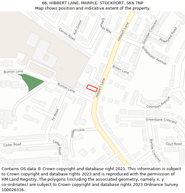 66, HIBBERT LANE, MARPLE, STOCKPORT, SK6 7NP: Location map and indicative extent of plot