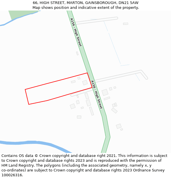 66, HIGH STREET, MARTON, GAINSBOROUGH, DN21 5AW: Location map and indicative extent of plot