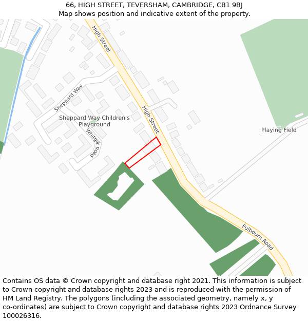 66, HIGH STREET, TEVERSHAM, CAMBRIDGE, CB1 9BJ: Location map and indicative extent of plot